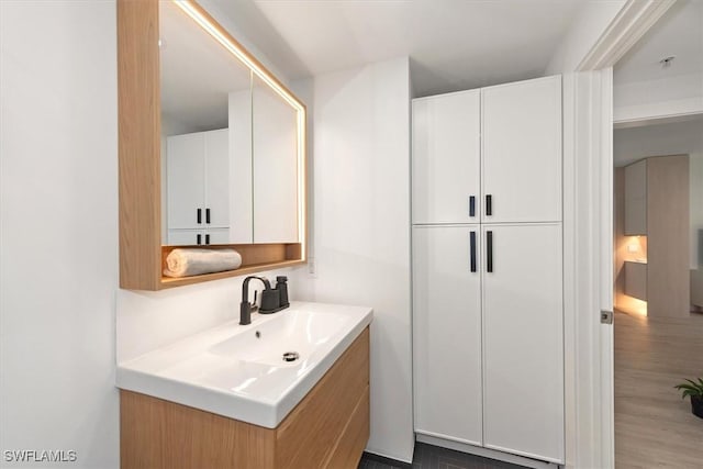 1170 Reserve Way Unit 107, Naples, FL 34105 - bathroom featuring vanity and wood finished floors