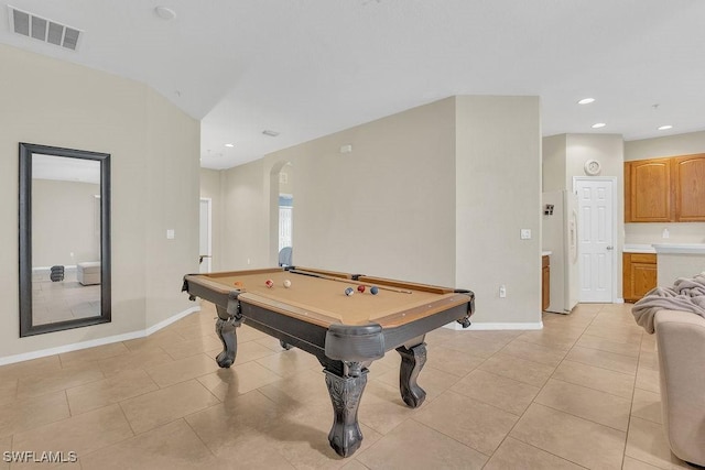 3781 Costa Maya Way Unit 101, Estero, FL 33928 - game room with billiards table, light tile patterned floors, arched walkways, and recessed lighting