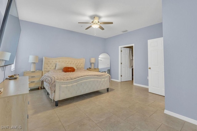 3781 Costa Maya Way Unit 101, Estero, FL 33928 - bedroom with a ceiling fan and light tile patterned flooring