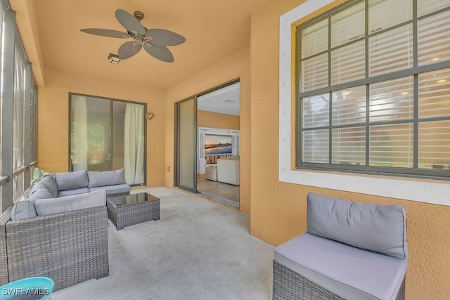 3781 Costa Maya Way Unit 101, Estero, FL 33928 - sunroom with a ceiling fan and an outdoor living space