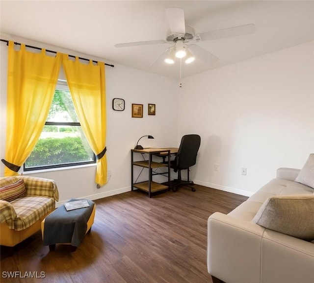5735 Foxlake Dr Unit 1, North Fort Myers, FL 33917 - office featuring dark wood-style floors and ceiling fan