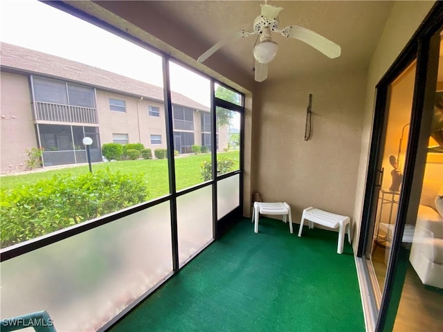 5735 Foxlake Dr Unit 1, North Fort Myers, FL 33917 - unfurnished sunroom with ceiling fan