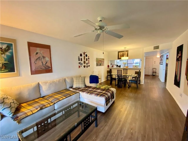 5735 Foxlake Dr Unit 1, North Fort Myers, FL 33917 - living room with wood finished floors and ceiling fan