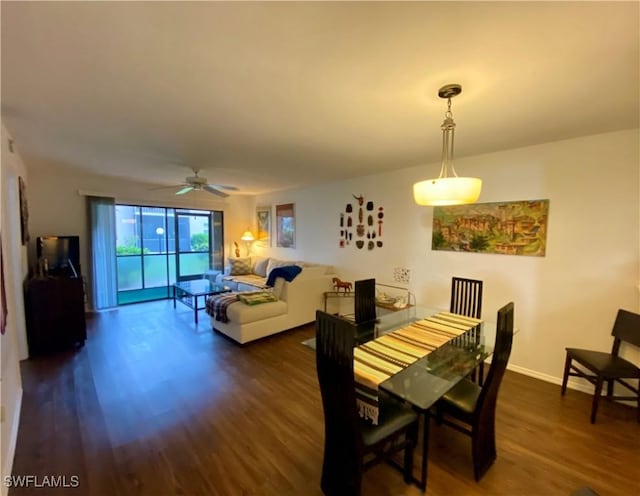 5735 Foxlake Dr Unit 1, North Fort Myers, FL 33917 - dining space featuring dark wood-style floors and a ceiling fan