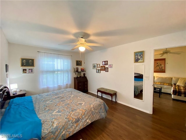 5735 Foxlake Dr Unit 1, North Fort Myers, FL 33917 - bedroom with wood finished floors and a ceiling fan