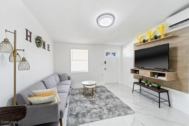 3064 Connecticut Ave, Naples, FL 34112 - living area featuring a wall mounted AC and marble finish floors