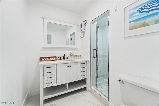3064 Connecticut Ave, Naples, FL 34112 - bathroom featuring marble finish flooring, vanity, and a stall shower