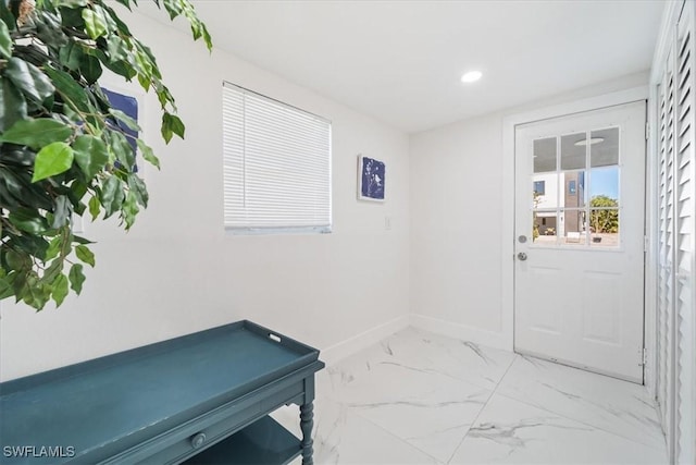 3064 Connecticut Ave, Naples, FL 34112 - doorway to outside with plenty of natural light, recessed lighting, and marble finish floors