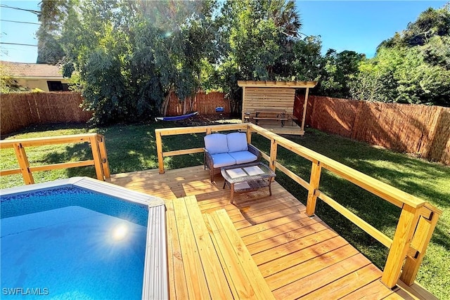 3064 Connecticut Ave, Naples, FL 34112 - deck with a fenced backyard and an outdoor pool