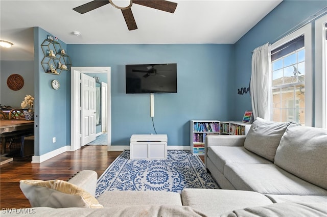 4440 40th St NE, Naples, FL 34120 - living room featuring wood finished floors and ceiling fan