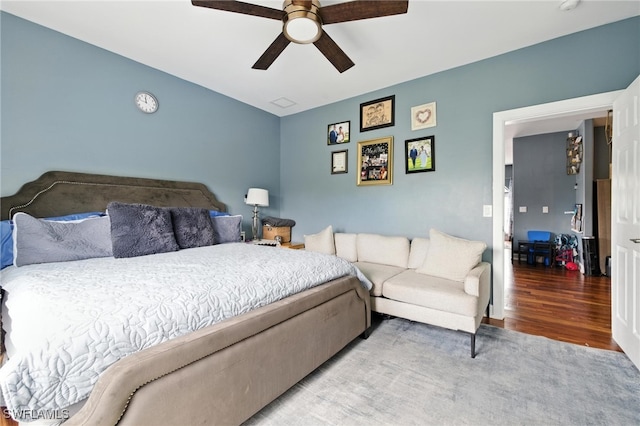 4440 40th St NE, Naples, FL 34120 - bedroom featuring wood finished floors and ceiling fan