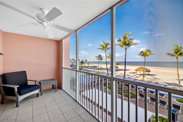 140 Estero Blvd Unit 2209, Fort Myers Beach, FL 33931 - balcony with view of water and beach and a ceiling fan