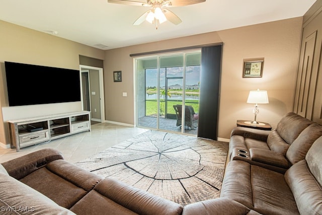 3943 E Hampton Cir, Alva, FL 33920 - living area featuring ceiling fan and light tile patterned floors