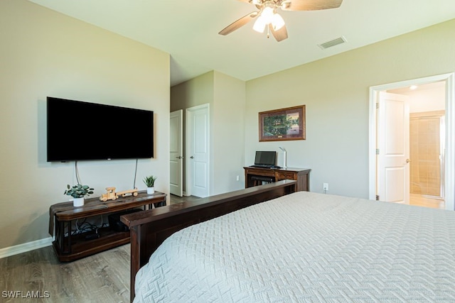3943 E Hampton Cir, Alva, FL 33920 - bedroom featuring wood finished floors and ceiling fan