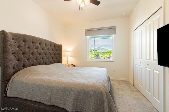 3943 E Hampton Cir, Alva, FL 33920 - bedroom with carpet flooring, ceiling fan, and a closet