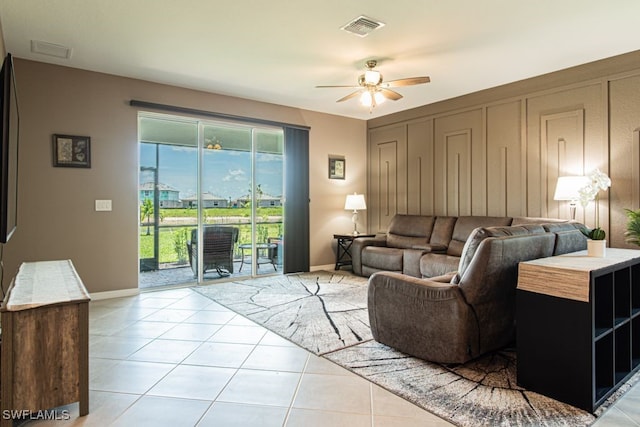 3943 E Hampton Cir, Alva, FL 33920 - living area with ceiling fan and light tile patterned floors