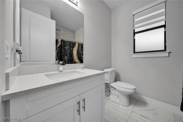 4267 4th Ave SE, Naples, FL 34117 - full bath featuring vanity, marble finish floors, and a shower with curtain