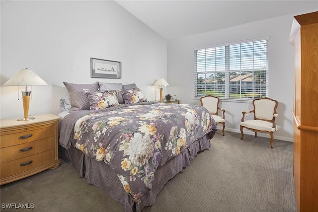 6275 Wilshire Pines Cir Unit 1008, Naples, FL 34109 - bedroom featuring carpet and vaulted ceiling