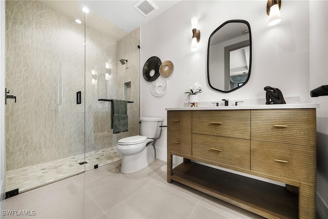 1261 13th Ave N, Naples, FL 34102 - bathroom with vanity, a stall shower, and tile patterned flooring