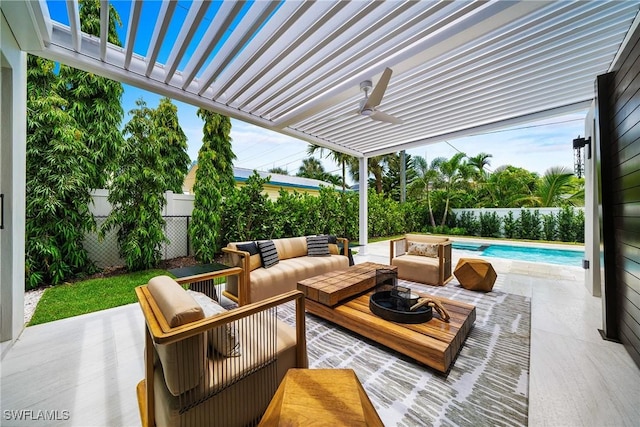 1261 13th Ave N, Naples, FL 34102 - fenced backyard featuring outdoor lounge area, a pergola, and a patio