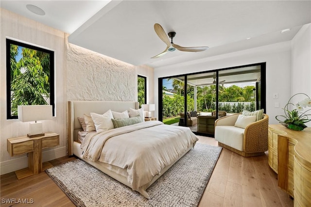 1261 13th Ave N, Naples, FL 34102 - bedroom featuring access to outside, light wood finished floors, and a ceiling fan