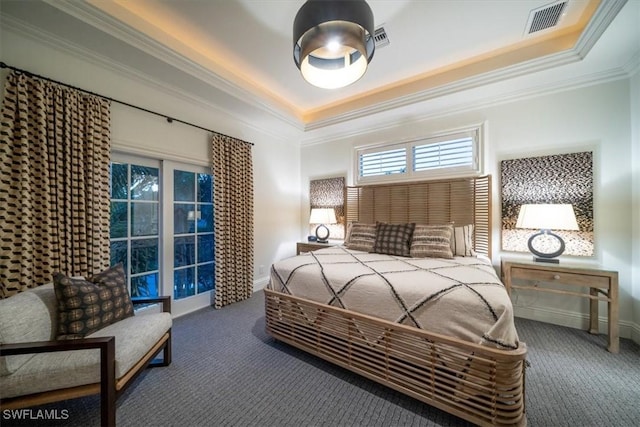 33 3rd St S, Naples, FL 34102 - carpeted bedroom featuring a raised ceiling and ornamental molding