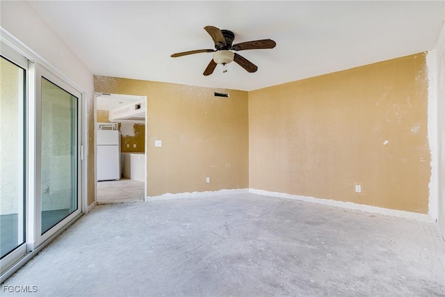 4750 Estero Blvd Unit 101, Fort Myers Beach, FL 33931 - empty room with a ceiling fan and unfinished concrete flooring