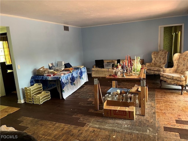 6292 Morgan La Fee Ln, Fort Myers, FL 33912 - living area featuring ornamental molding and wood finished floors