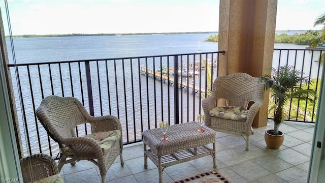 balcony with a water view