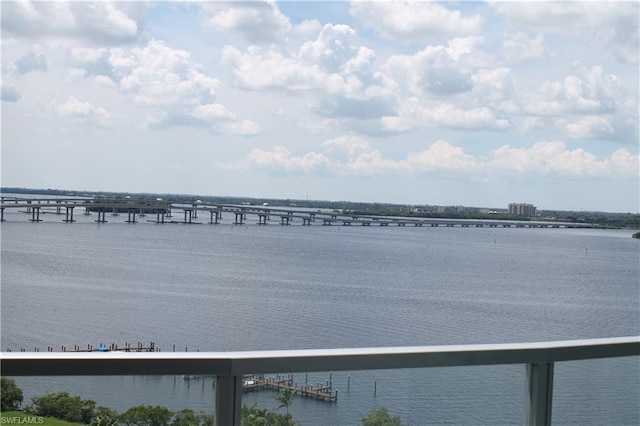 view of water feature featuring a boat dock