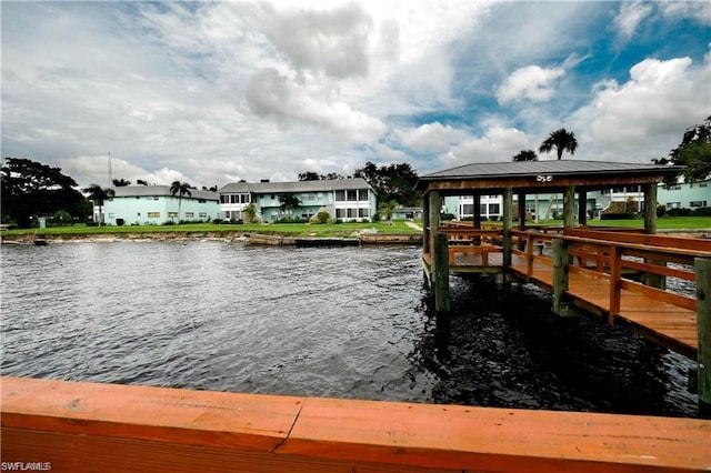 view of dock featuring a water view