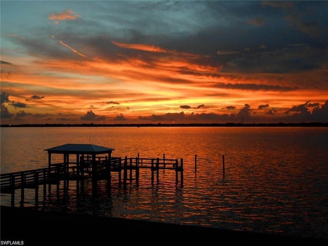 view of dock featuring a water view