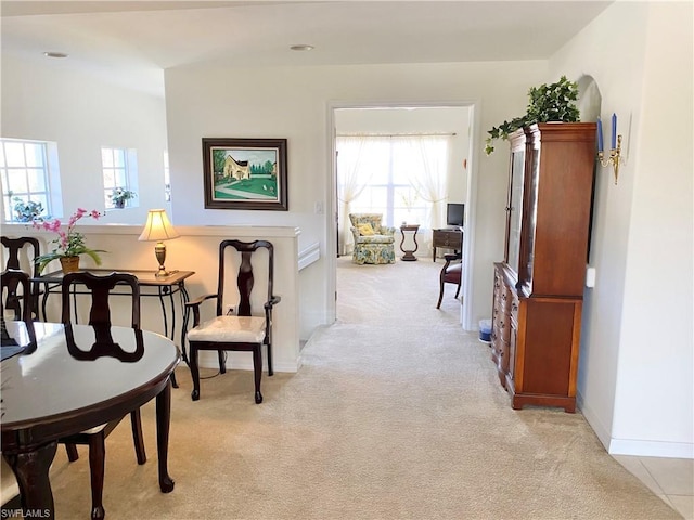 sitting room with light carpet and a healthy amount of sunlight