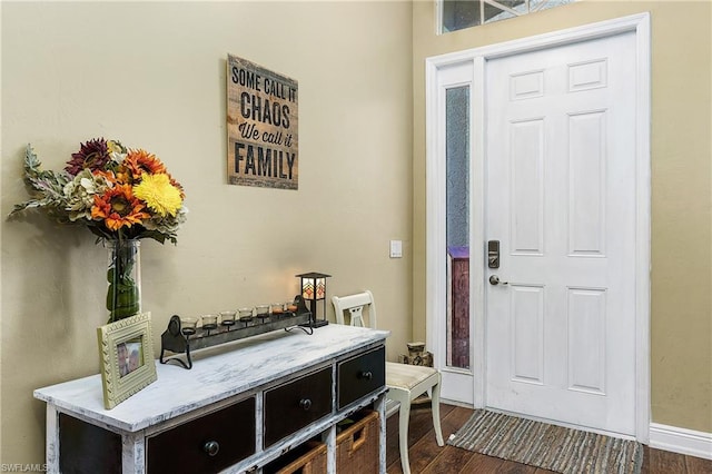 foyer with dark wood-type flooring