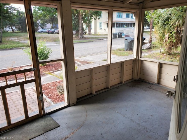 view of unfurnished sunroom