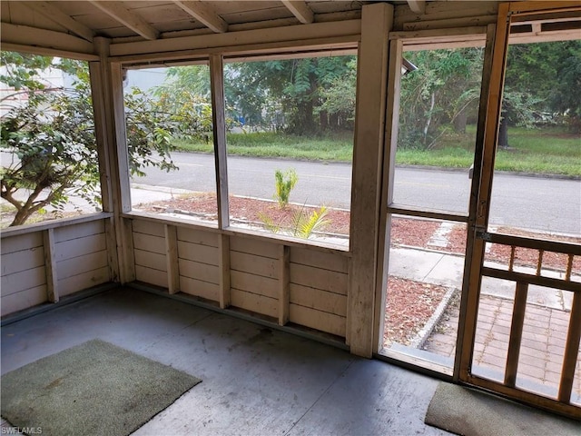 view of unfurnished sunroom