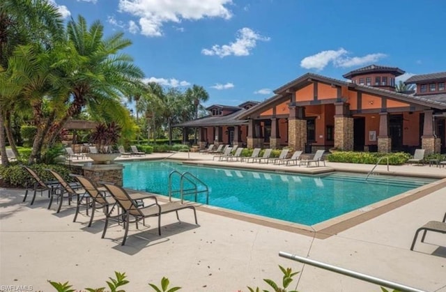 view of pool featuring a patio area