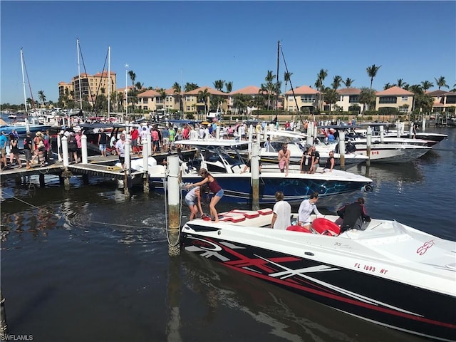 view of dock featuring a water view