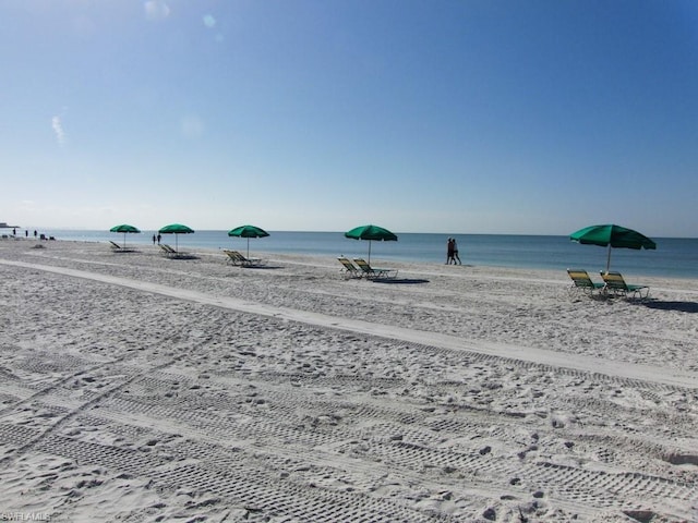 property view of water featuring a view of the beach