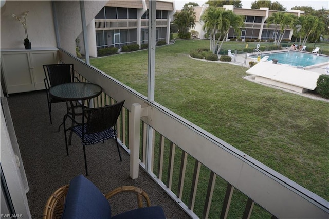 balcony with a community pool