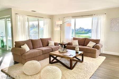 living room with wood-type flooring