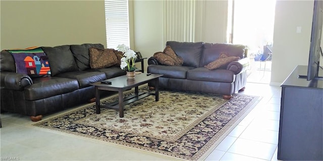 view of tiled living room