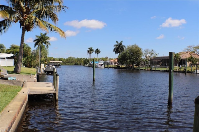 dock area featuring a water view