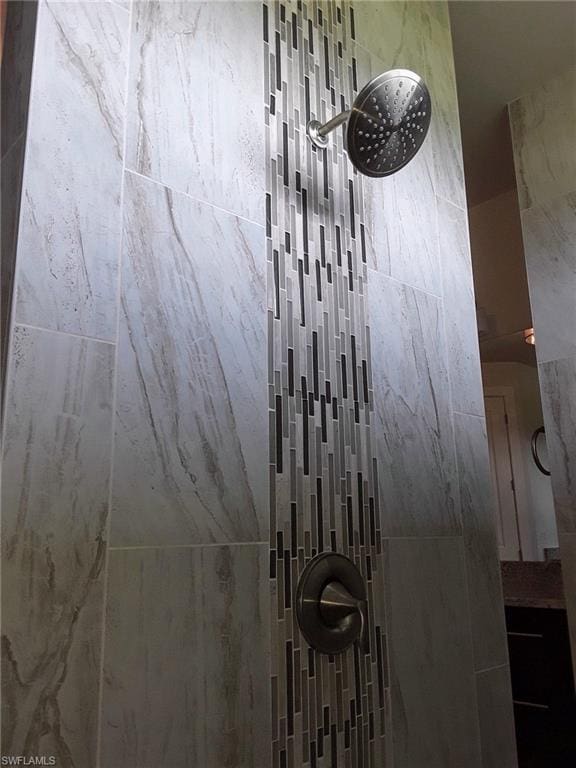 interior details with tiled shower