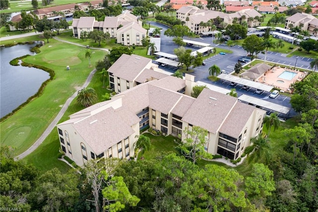 bird's eye view featuring a water view