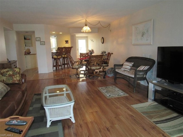 living room with hardwood / wood-style flooring