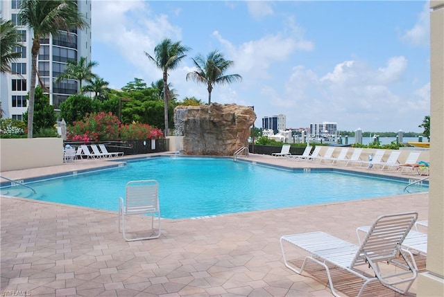 view of pool with a patio