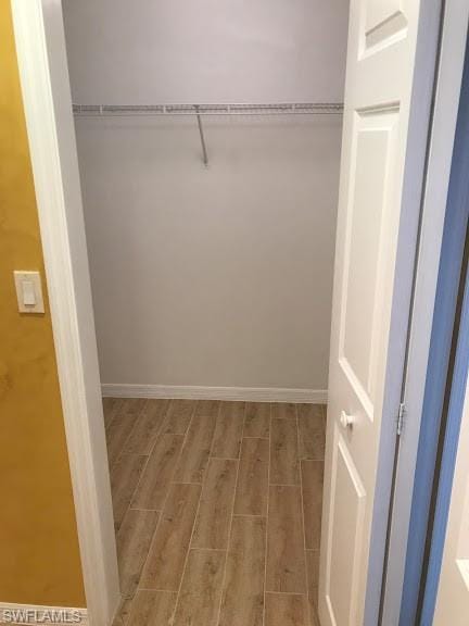 walk in closet with hardwood / wood-style flooring