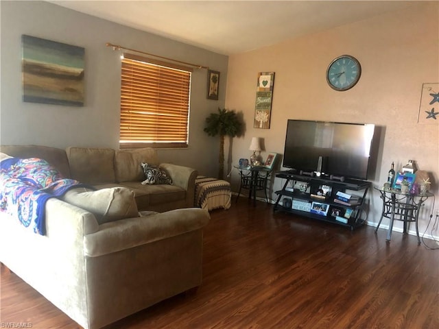 living room featuring dark hardwood / wood-style floors