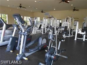 gym featuring ceiling fan